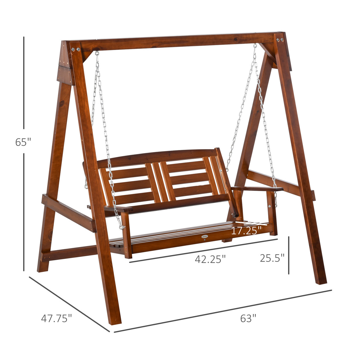 Outsunny 2 Seater Wood Outdoor Porch Swing & Reviews Wayfair